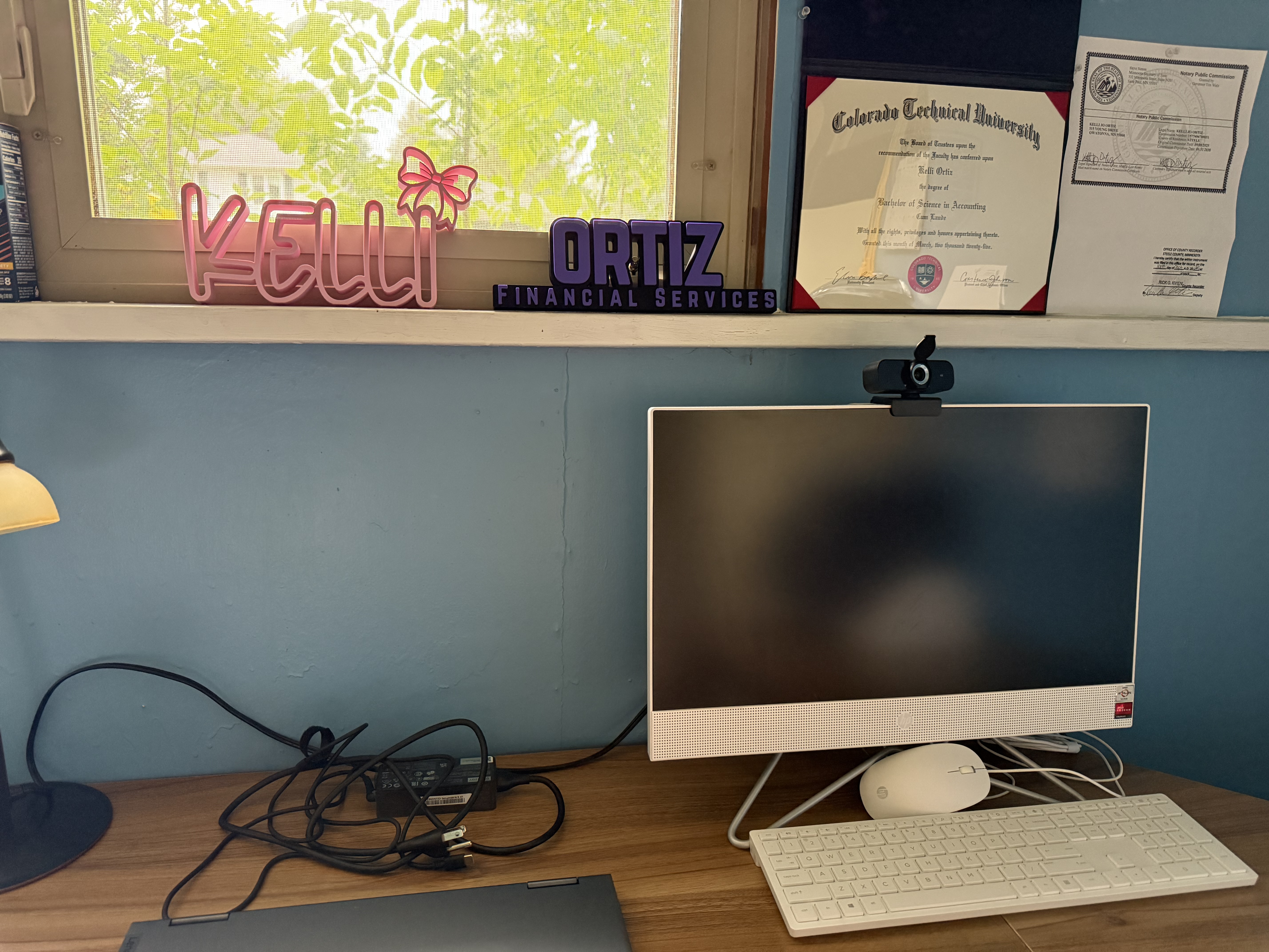 A clean, professional workspace scene